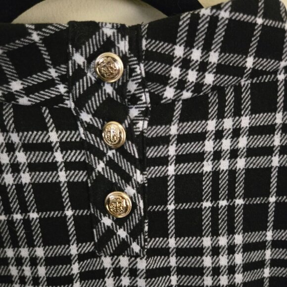 Talbots Windowpane Plaid Fleece Long Sleeve Mock Neck Dress Black Cream  Size M - Picture 5 of 7